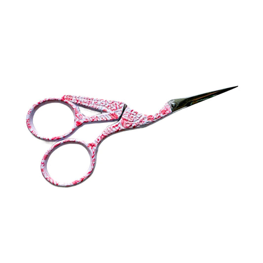 Pink Needlepoint Print Crane Scissors - Large