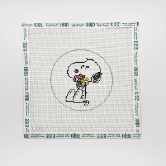 Snoopy Hugging Flowers
