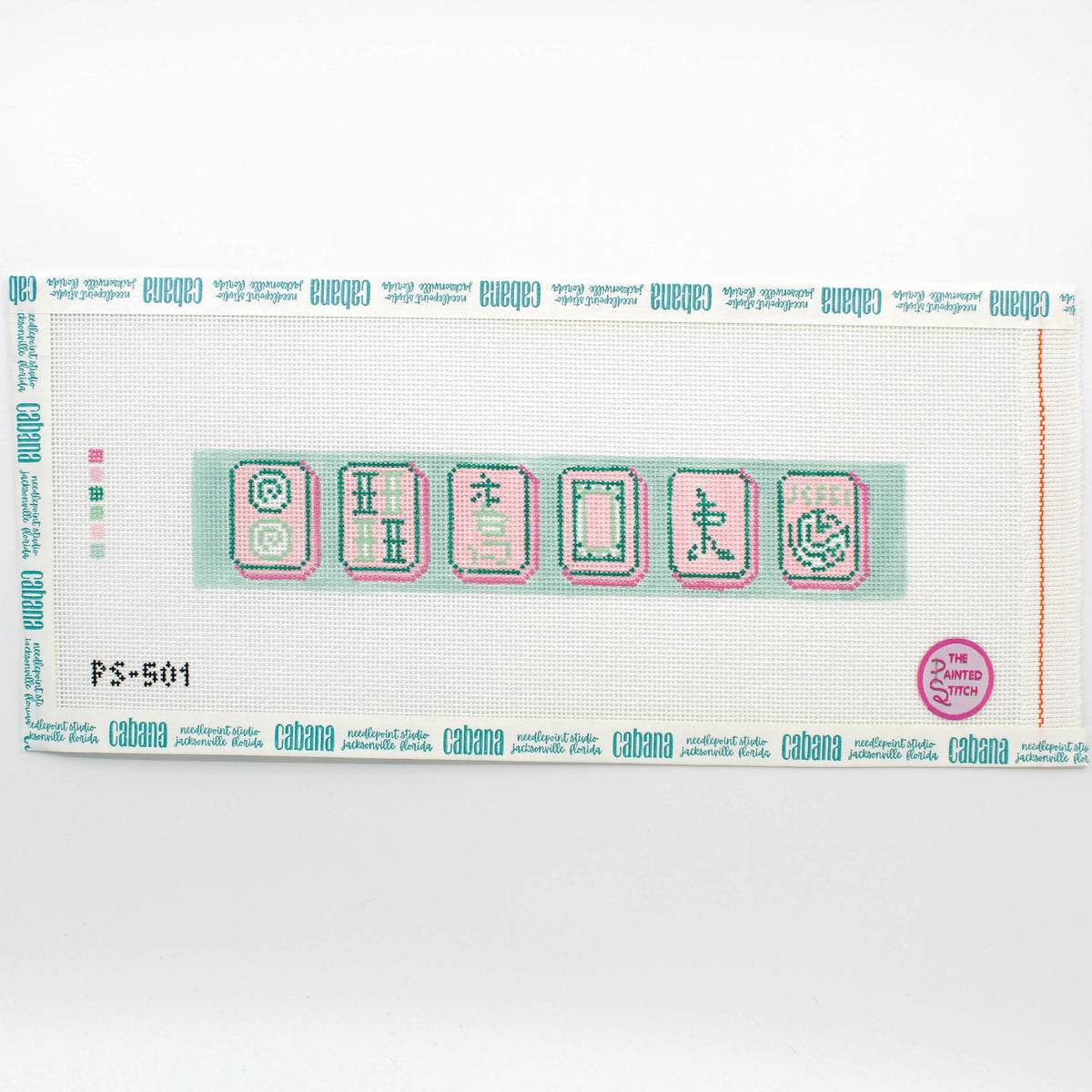 Mahjong Key Fob: Pink + Green