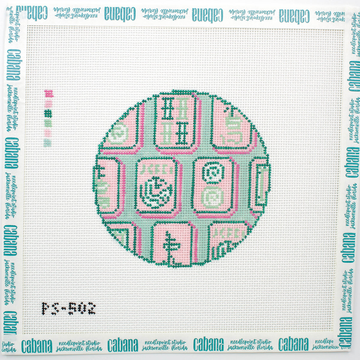 Mahjong Tiles: Pink + Green