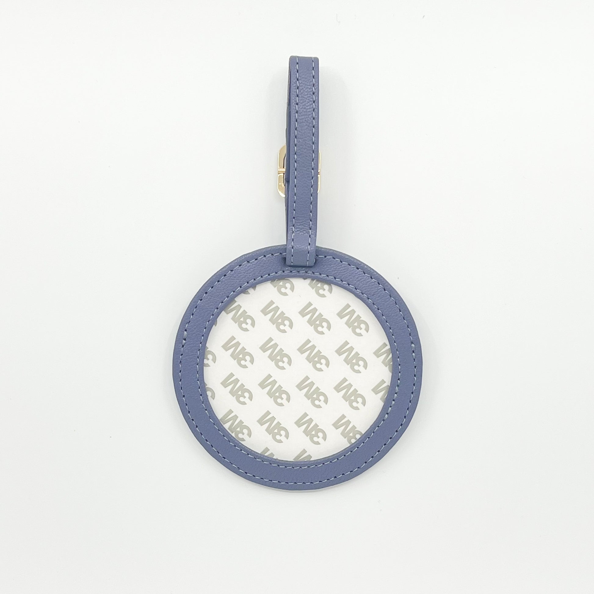 Self Finishing Leather Round Luggage Tag Blue Granite