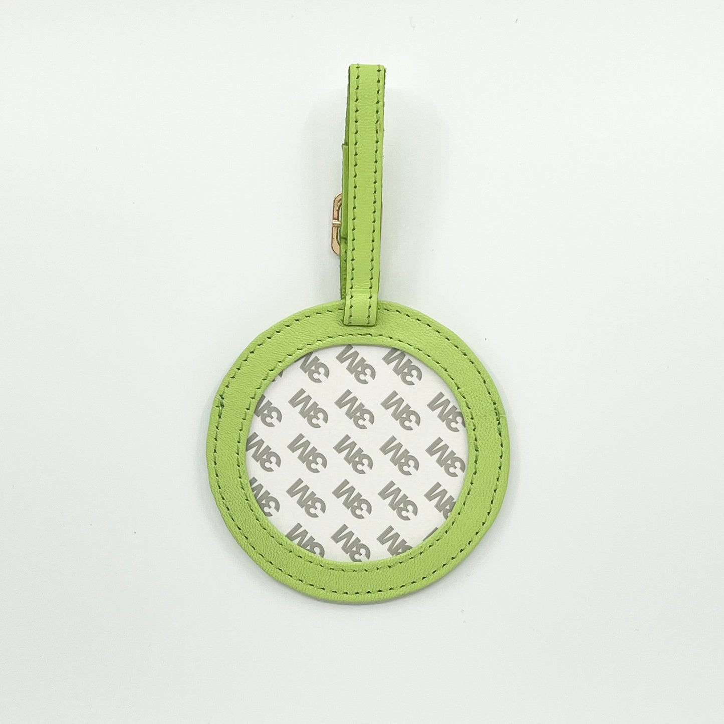 Self Finishing Leather Round Luggage Tag Lime