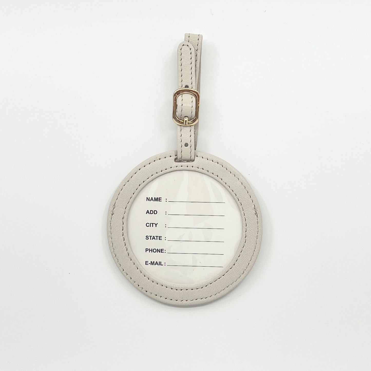 Self Finishing Leather Round Luggage Tag Moonbeam