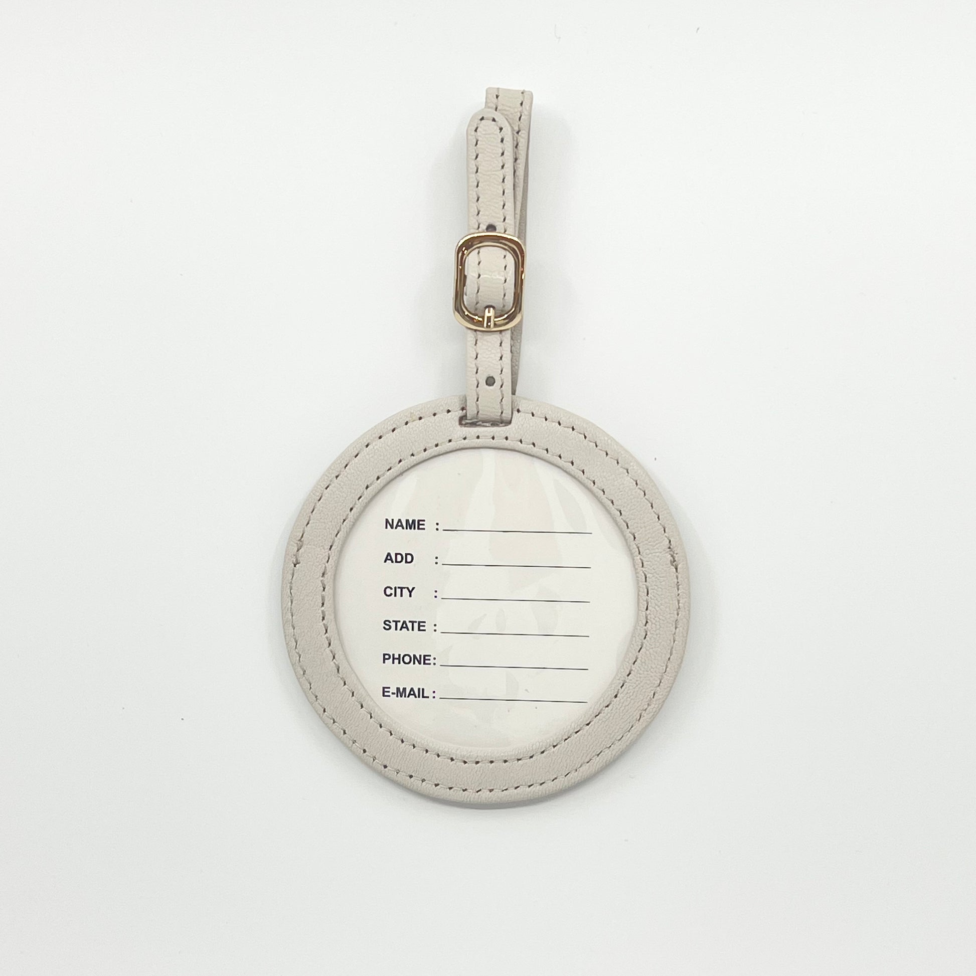 Self Finishing Leather Round Luggage Tag Moonbeam