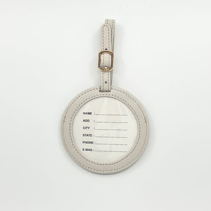 Self Finishing Leather Round Luggage Tag Moonbeam