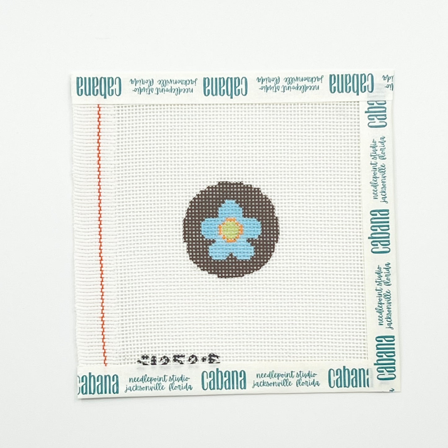 Blue Flower on Brown Key Fob Insert