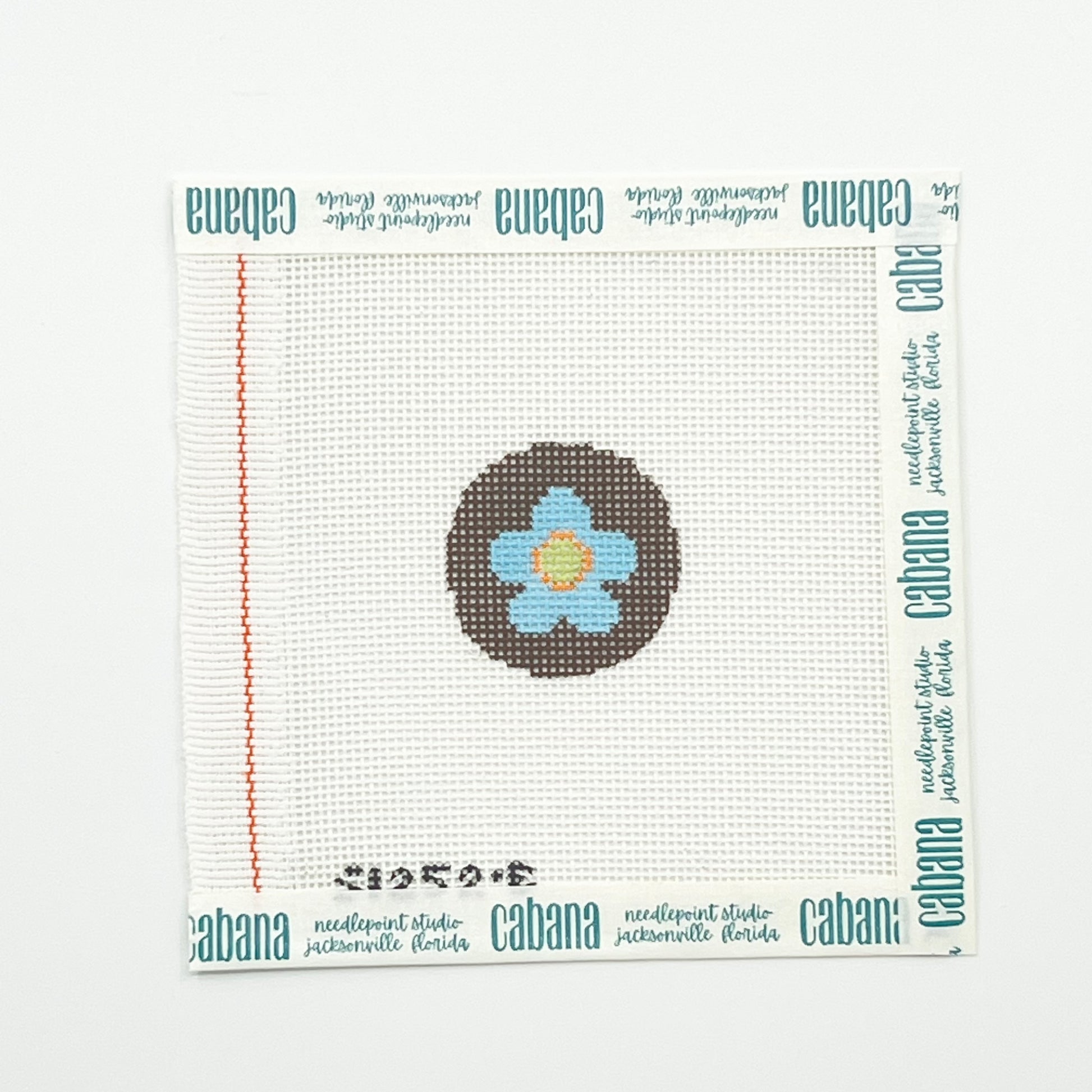Blue Flower on Brown Key Fob Insert