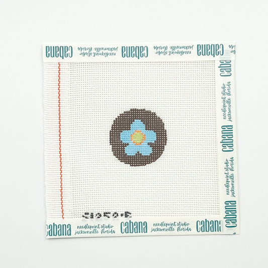 Blue Flower on Brown Key Fob Insert