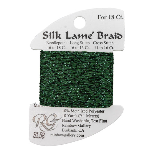 Silk Lame Braid SL58 Dark Christmas Green