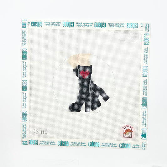 Heart Cut-Out Boots: Black with Red