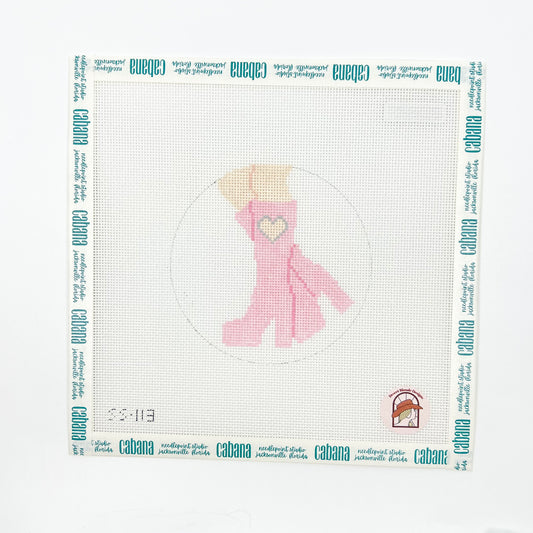 Heart Cut-Out Boots: Pink with Silver