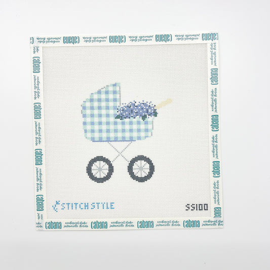 Baby Carriage - Blue Gingham