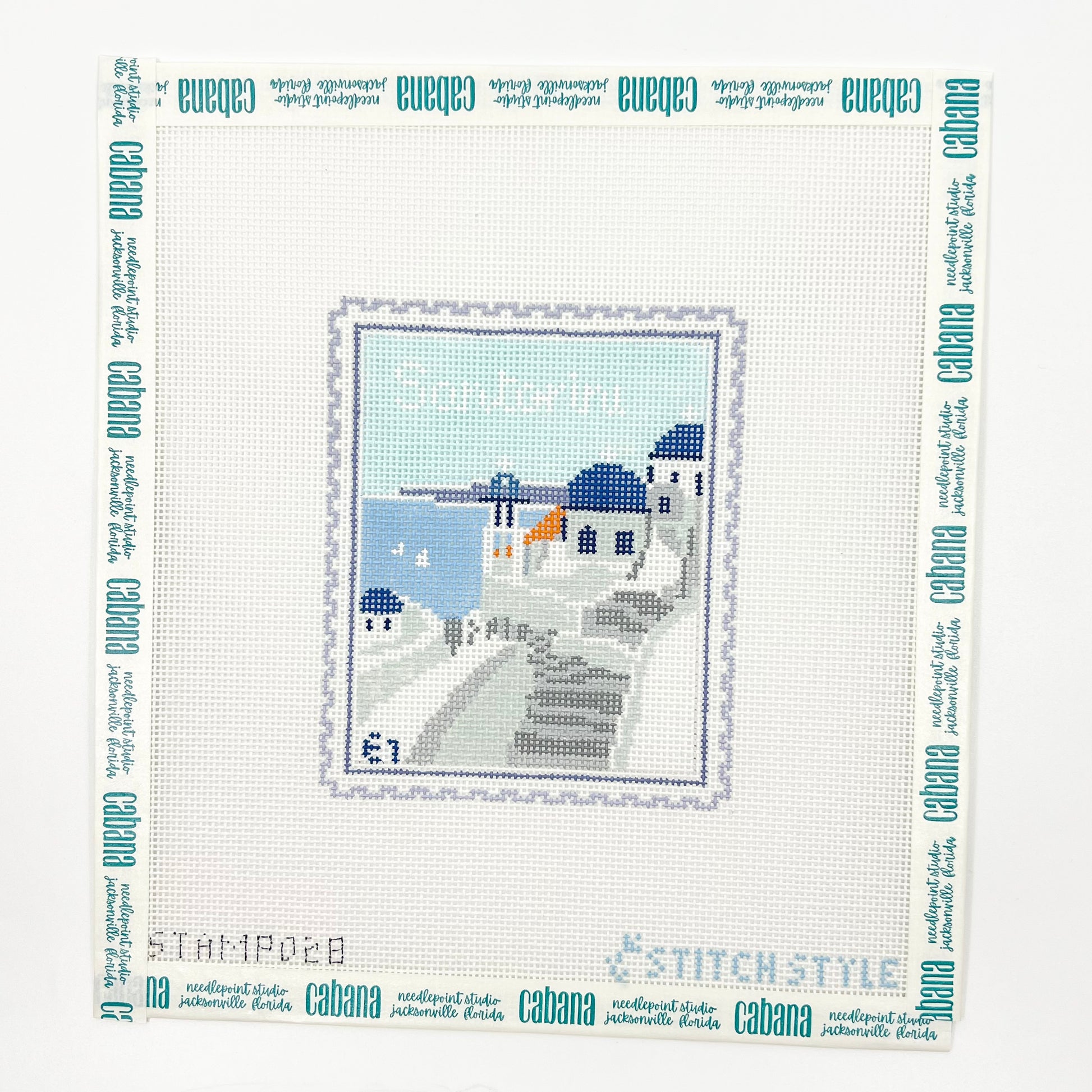 Santorini Travel Stamp