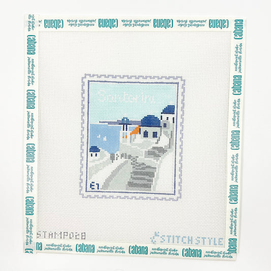 Santorini Travel Stamp