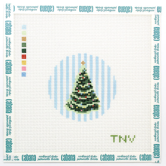 Christmas Tree on Stripes Ornament