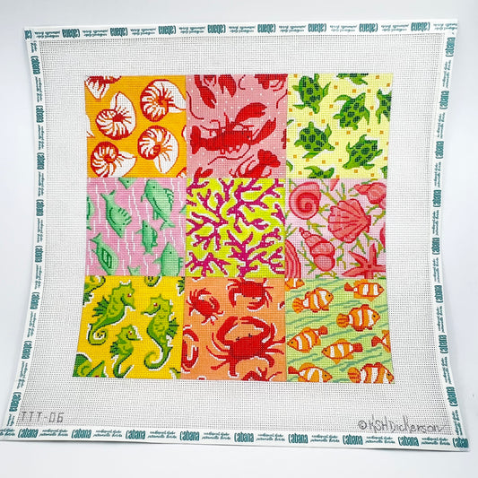 Seaside Patchwork Tic Tac Toe Board