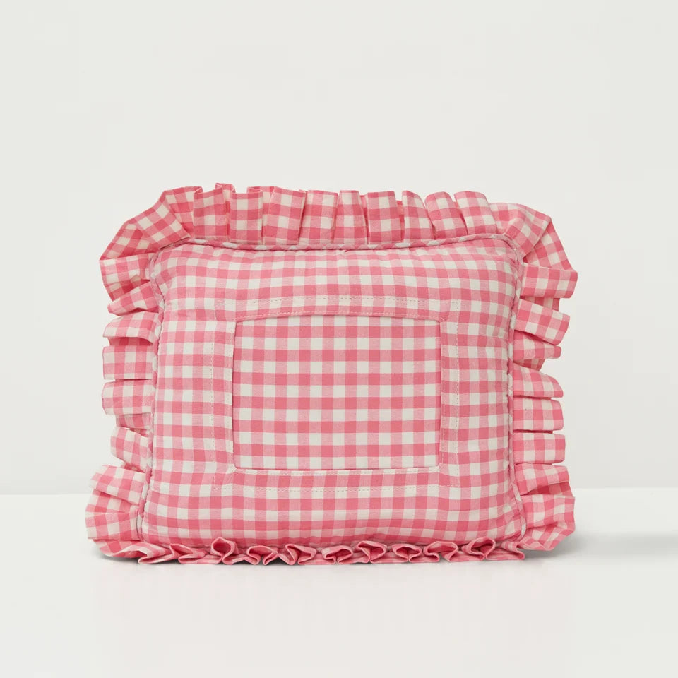 Swappable Self Finishing Pillow - Pink Gingham