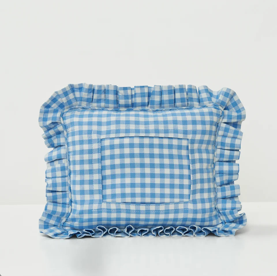 Swappable Self Finishing Pillow - Blue Gingham