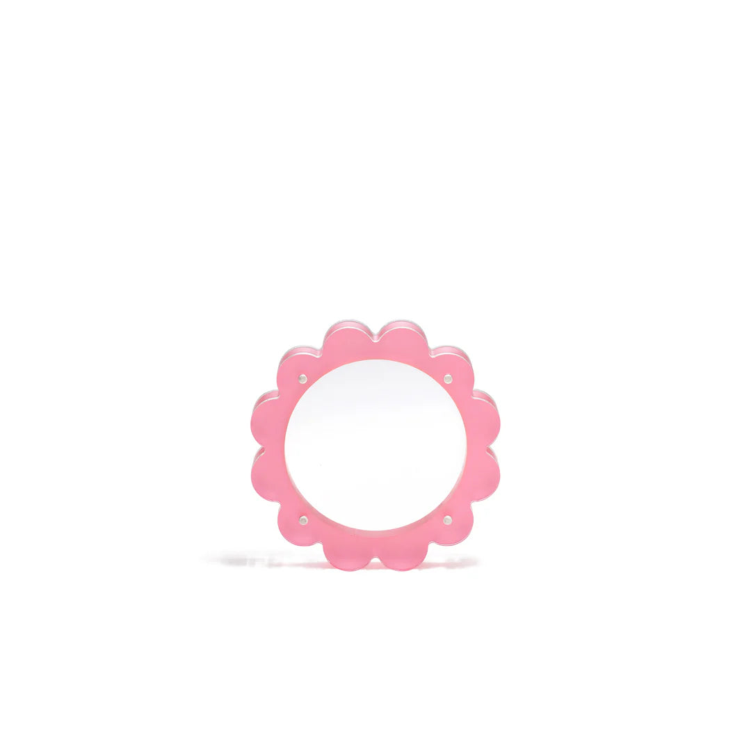 4" Circle Pink Scallop Acrylic Frame