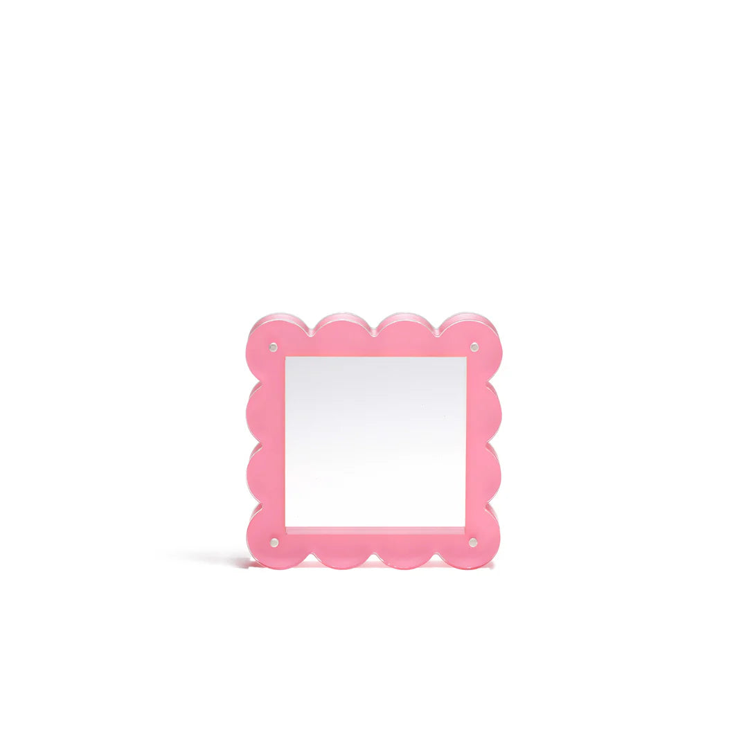 4" Square Pink Scallop Acrylic Frame