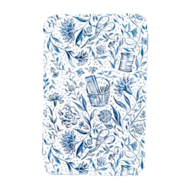 Blue Needlepoint Print Tin Box with Magnet