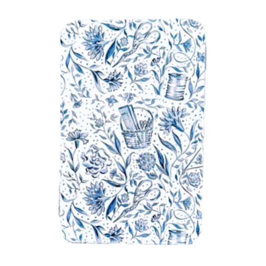 Blue Needlepoint Print Tin Box with Magnet