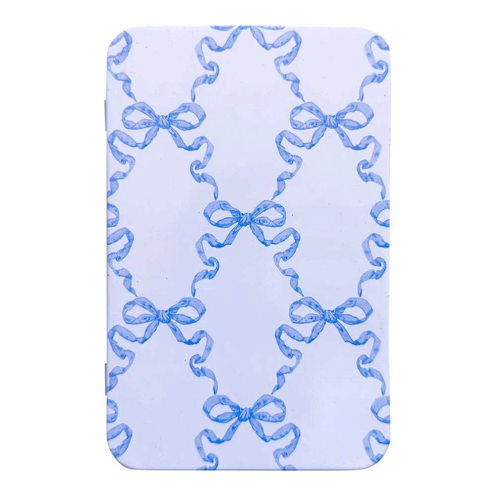 Blue & White Bow Tin Box with Magnet