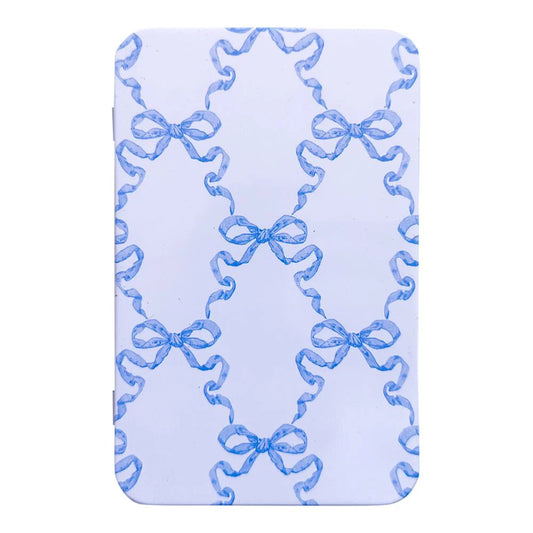 Blue & White Bow Tin Box with Magnet